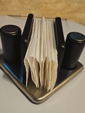Black Stainless Steel Napkin Holder with Salt & Pepper Shakers